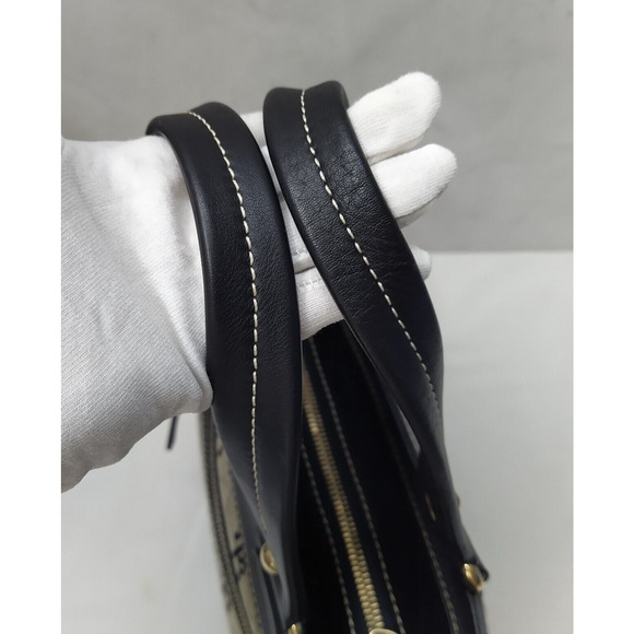 Dooney & Bourke Black Canvas Leather Trim Double Handle Mini Tote Shoulder Bag - Picture 5 of 16